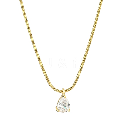 Brass Cubic Zirconia Charms Necklace NJEW-JN04919-1