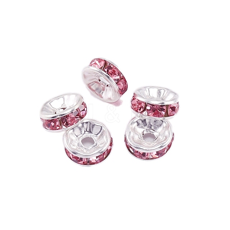 Rondelle Brass Rhinestone Spacer Beads FS-WG29681-59-1