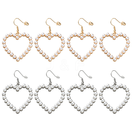 4 Pairs 2 Colors Iron Heart Dangle Earrings EJEW-HY0001-40-1