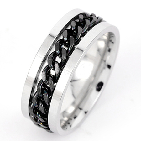 304 Stainless Steel Rotatable Chain Finger Rings for Men FS-WG60CA3-11-1