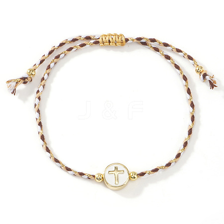 Brass Enamel Bead Braided Bead Bracelets AG3101-6-1