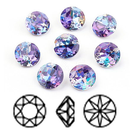 Pointed Back & Back Plated K9 Glass Rhinestone Cabochons RGLA-J012-10mm-539LS-1