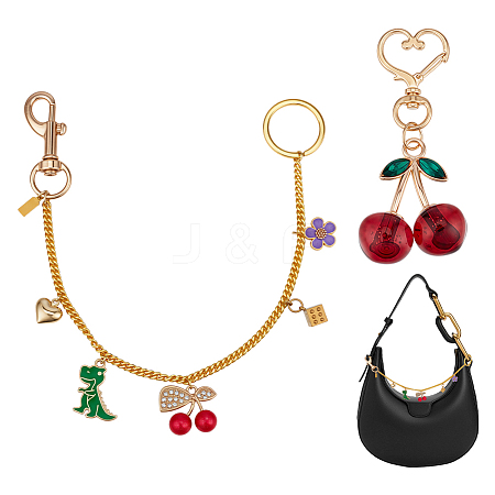 2Pcs Alloy Enamel & Resin Bag Strap and Pendant Decorations HJEW-OC00343-1