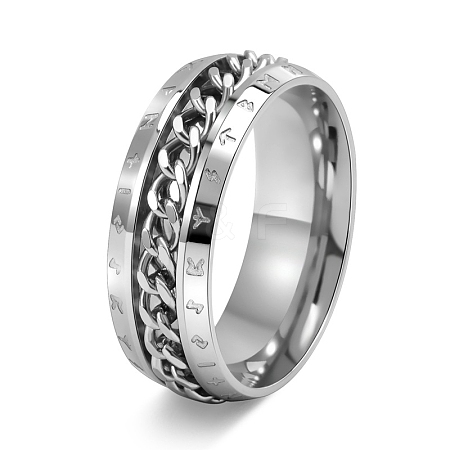 Rotatable Stainless Steel Finger Ring PW-WG0C89D-08-1