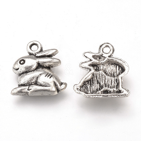 Tibetan Style Alloy Bunny Charms TIBEP-T002-45AS-NR-1