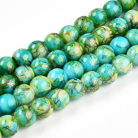 Baking Paint Glass Beads Strands DGLA-N003-8mm-B04-1