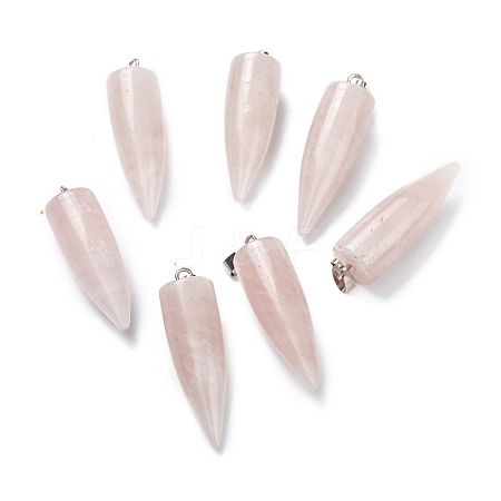 Natural Rose Quartz Pointed Pendants G-D040-01P-B09-1