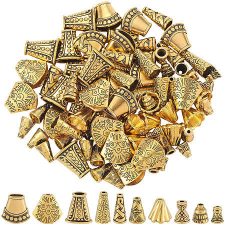 100Pcs 10 Styles Alloy Bead Cone FIND-SP0003-55-1