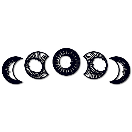 Wood Moon Phase Pendant Decoration HJEW-WH20013-007-1