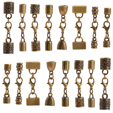 32Pcs 8 Styles Alloy Cord Ends HJEW-SC0003-09-1