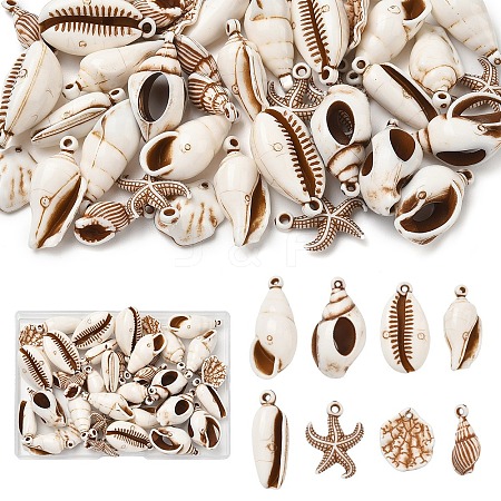 40Pcs 8 Styles Spray Painted Opaque Acrylic Pendants ACRP-YW0001-21-1
