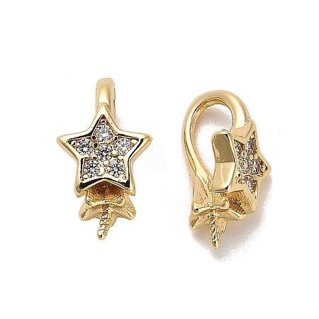 Star Rack Plating Brass Micro Pave Cubic Zirconia Pendant Bails KK-S397-15A-G-1