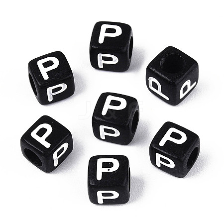Initial Acrylic Horizontal Hole Beads OACR-ZX006-35P-1