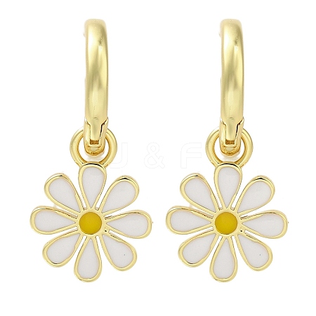 Rack Plating Flower Brass Hoop Earrings EJEW-H016-27G-01-1