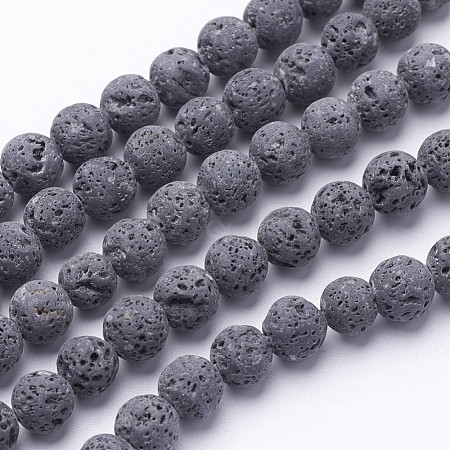 Unwaxed Natural Lava Rock Bead Strands X-G-F309-10mm-1