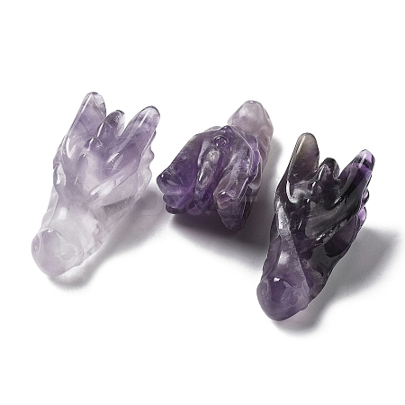 Natural Amethyst Healing Dragon Head Figurines DJEW-L010-05I-1