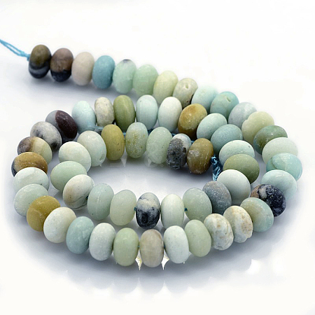 Natural Frosted Flower Amazonite Beads Strands G-O015-10x6mm-01-1
