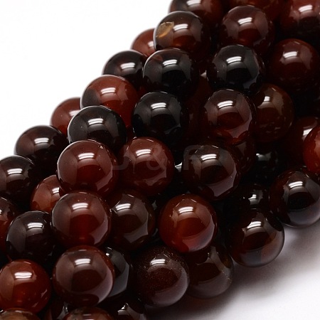Dyed Natural Agate Round Beads Strands G-E321B-14mm-02-1