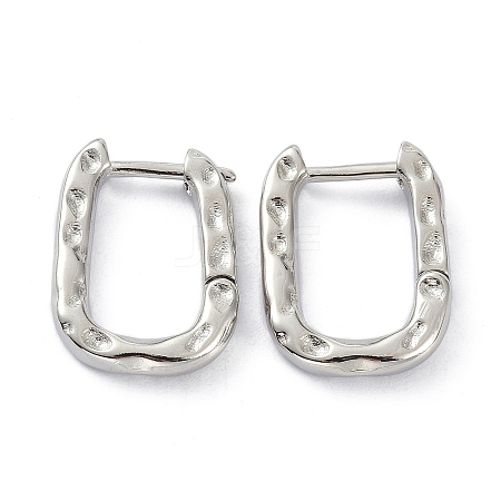 Textured Rectangle Brass Hoop Earrings LS-EJEW-B007-02P-1