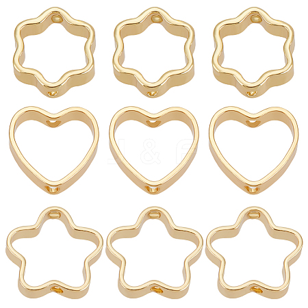 60Pcs 3 Styles Rack Plating Alloy Bead Frames KK-BBC0016-24-1
