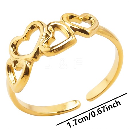 Stainless Steel Heart Cuff Ring for Unisex TN4349-2-1
