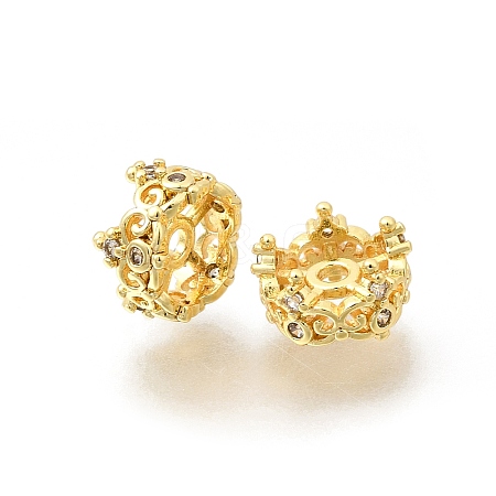 Brass Micro Pave Clear Cubic Zirconia Spacer Beads KK-Z156-08G-03-1