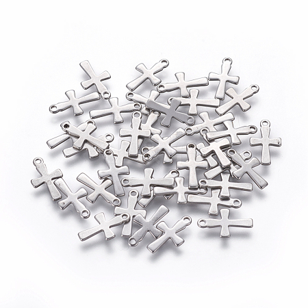 304 Stainless Steel Tiny Cross Charms STAS-L234-077P-1