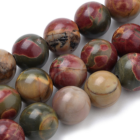 Natural Polychrome Jasper/Picasso Stone/Picasso Jasper Beads Strands G-S259-23-12mm-1