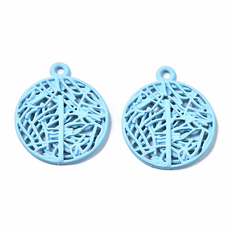 Spray Painted Alloy Pendants PALLOY-Q434-010B-NR-1