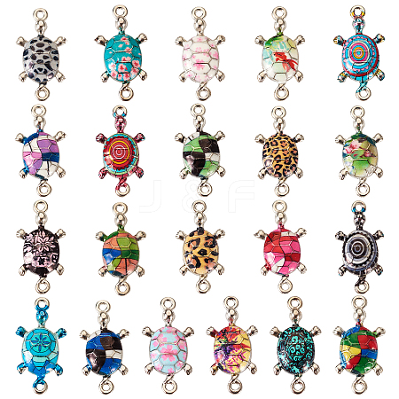 42Pcs 21 Colors Alloy Enamel Connector Charms ENAM-TA0001-78-1