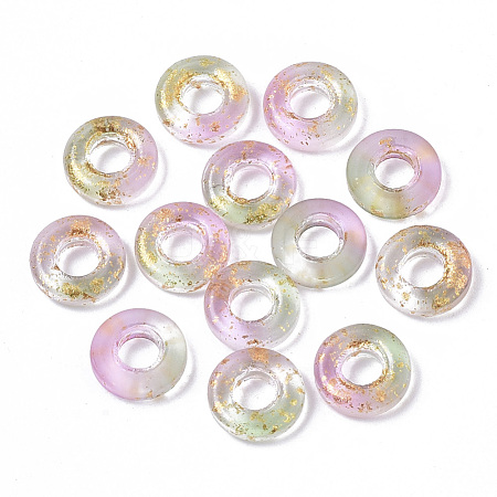 Transparent Spray Painted Glass European Beads X-GLAA-N035-04D-1