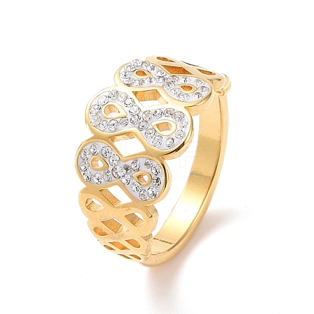 Crystal Rhinestone Infinity Finger Ring RJEW-D120-10B-G-1