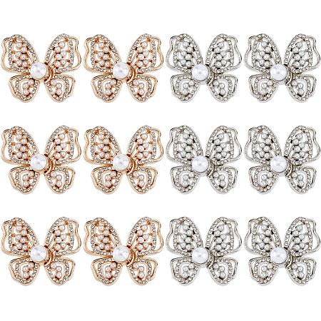 12Pc 2 Colors Iron Rhinestone Buttons FIND-FH0016-79-1