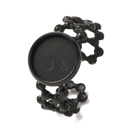 Hollow Flower 304 Stainless Steel Cuff Ring Components STAS-P454-03B-B-1