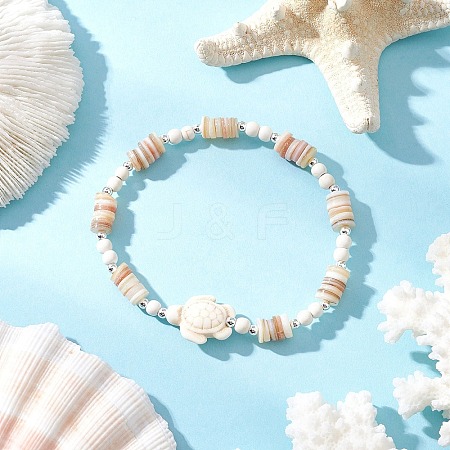 Synthetic Turquoise Beaded Stretch Bracelets BJEW-JB11911-02-1