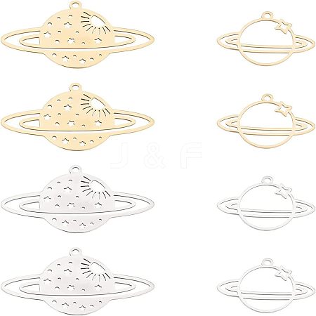 Unicraftale 8Pcs 4 Style Ion Plating(IP) 201 Stainless Steel Pendants STAS-UN0027-63-1