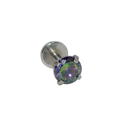 304 Stainless Steel Colorful Synthetic Opal Threadless Labrets For Women Men WGF4990-39-1