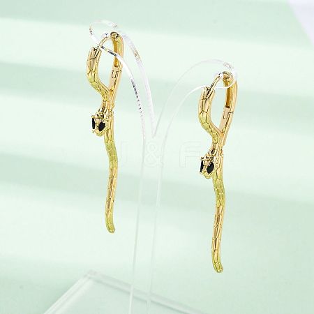 Snake Brass Hoop Earrings EJEW-R025-27G-1