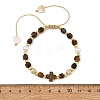 Natural Tiger Eye Faceted Cube Braided Bead Bracelets BJEW-JB14379-02-4