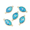 Brass Synthetic Opal Evil Eye Connector Charms G-P579-01B-G-1