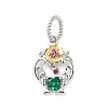925 Sterling Silver Pave Green Cubic Zirconia Flower Pendants STER-G047-01B-1