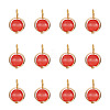12Pcs Brass & Glass Imitation Cat Eye Round Charms PALLOY-TAC0237-05-2