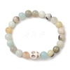 8.5mm Round Natural Flower Amazonite Beaded Stretch Bracelets BJEW-JB10466-01-1