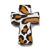 Cross with Leopard Print Silicone Focal Beads SIL-G006-02C-2