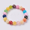 Natural Yellow Jade Beaded Stretch Bracelet BJEW-P212-05-14mm-1