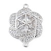 Rack Plating Brass Clear Cubic Zirconia Flower Connector Charms KK-A234-044P-1