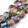 Half Plated Electroplate Transparent Glass Beads Strands EGLA-G037-09A-HP01-1