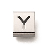 Letter Style 304 Stainless Steel Square Slide Charms STAS-L132-21Y-1