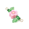 6Pcs 6 Styles Handmade Polymer Clay Flower & Glass Seed Beaded Connector Charms PALLOY-MZ00801-5