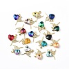 Real 18K Gold Plated Rack Plating Brass Micro Pave Clear Cubic Zirconia Pendants KK-C015-15G-1